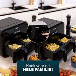 Princess Double Basket Airfryer 182068 - Dubbele Airfryer - 8 liter - 2 manden - XXL - 8 programma’s - 2400W - Dubbele heteluchtfriteuse - Touchscreen - Zwart - 80 °C tot 220°C - Sync functie — thumbnail 12