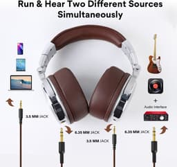 OneOdio Pro40 Silver-brown - Koptelefoon - ANC Bluetooth Headphone - Draadloze Over-Ear Koptelefoon - Active Noise Cancelling - Microfoon - Incl. Carry Case, USB & Aux Kabel - 40 Uur Afspeeltijd — thumbnail 7