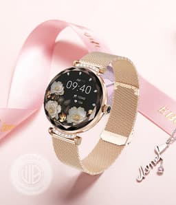 WizBay Premium Select® 1.19inch Smartwatch Dames Heren 1.19inch AMOLED - Android iOS - 14 Zirkonia in Band - Bellen - Magnetic Laden - O2 en Bloeddrukmeter - Sport Modi - Message - Slaap meter - Smartwatches - Zilveren Band - 1 Extra Roze TPU Band — thumbnail 15
