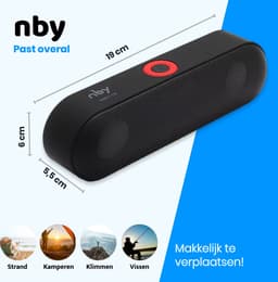 NBY Krachtige Bluetooth Speaker - 10W Surround Sound Draadloze Luidspreker - 10 Meter Bereik & 6 Uur Draadloos Muziek Afspelen Zonder Opladen - Zwart — thumbnail 6