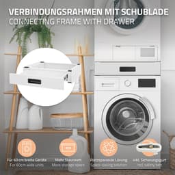 Tussenstuk voor wasmachine en droger – Universeel tussenbouwframe met lade 60,5x54 cm in wit ML design — thumbnail 8