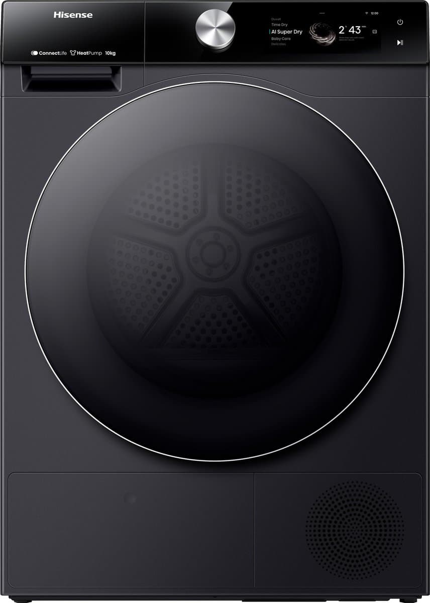 Hisense 7S Serie DH7S107BB - Wasdroger met Energielabel C - TFT Display - Warmtepompdroger - 10kg - ConnectLife - Basket Dry — afbeelding 1
