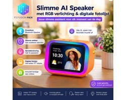 Slimme AI Speaker met RGB Verlichting & Digitale Fotolijst - Slimme wekker-FS Fusion Pack Slimme AI Speaker met RGB Verlichting & Digitale Fotolijst – Draadloze Bluetooth Speaker, Wekker, TFT Display, Spraakbesturing, Smart Alarm Klok & App Cadeau