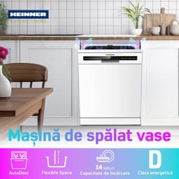 Heinner HDW-FSM60714AWD+++ Vrijstaand Vaatwasser – 14 Couverts – Automatische Deuropening – Digitaal Display – 7 Wasprogramma’s – AquaStop – Wit – 5 Jaar Garantie — thumbnail 4