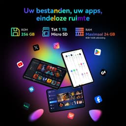 TABWEE Tablet - T60 Pro Tablet - 10000 mAh - 13.4 Inch FHD - met over-ear hoofdtelefoon - 24GB RAM - 256GB ROM - Android 15 Tablet - SD 2TB - 5G WIFI - Grijs — thumbnail 9