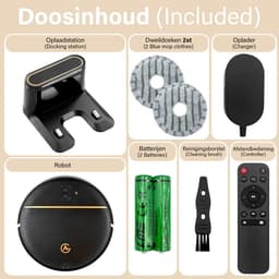 AG Robotstofzuiger met Dweilfunctie – 4500 Pa Zuigkracht – 120 minuten – Oplaadstation – App & Afstandsbediening – Ideaal voor Huisdierhaar, Harde Vloeren en Tapijt – Luxe 2-in-1 Dweilrobot – Gold Stripe Design – 2500 mAh - Black Gold Edition — thumbnail 6
