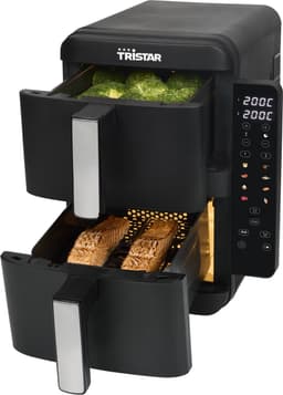 Tristar FR-9074 - Stack airfryer XXL - 9L - 2 onafhankelijke kookzones - Dubbele gestapelde lades - 8 kookprogramma's - 2400W - PFAS-vrij - Bespaart 45% Ruimte - 6 personen — thumbnail 11
