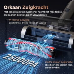 UWANT V500 Steelstofzuiger Draadloos - Zelflegende Stofzuiger zonder Zak - 25kPa Zuigkracht - LED-Verlichting - Kruimeldief Snoerloos — thumbnail 3