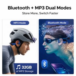 Koptelefoons - Koptelefoon draadloos - Beengeleiding koptelefoon - Sport oortjes - Bluetooth headphones - Waterdichte oortjes zwemmen - Blauw — thumbnail 6