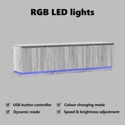 Grote TV Meubel 180 cm Grijs Sonoma met LED-verlichting en Opbergruimte — thumbnail 3
