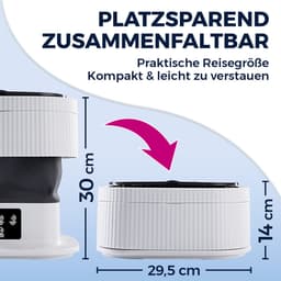 CLEANmaxx mini-wasmachine, ideaal voor onderweg | Mobiele wasmachine met 2 wasprogramma's en een centrifugeerprogramma | Opvouwbaar en stil | Voor maximaal 1 kg wasgoed | Geschikt voor kamperen en reizen — thumbnail 3