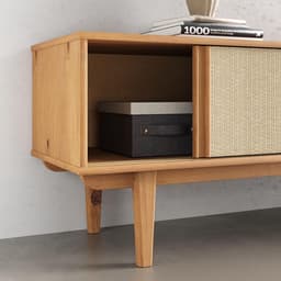 TV-Meubel Hout 175 cm Eikenkleur Scandinavisch Vintage met Lades en Schuifdeuren voor TV tot 75 inch — thumbnail 4