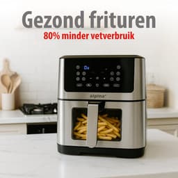 alpina Airfryer XXL - Heteluchtfriteuse 8 Liter - Air Fryer voor 6 Personen en Meer - Heteluchtoven met Digitaal Touchscreen - Instelbare Temperatuur 80 tot 200 Graden - Warmhoudfunctie — thumbnail 9