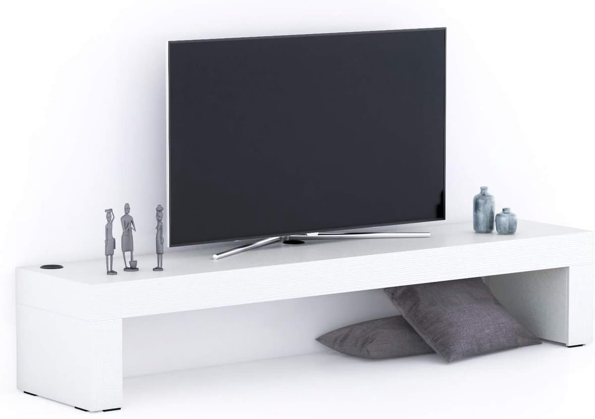 TV Meubel Evolution 180cm Breed in Essen Wit met Draadloze Oplader en USB Poorten — afbeelding 1