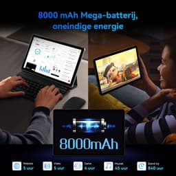 KINGRID T90 Tablet - Gemini AI - 24GB RAM - 128GB ROM - Met Toetsenbord - Android 16 - 8000mAh - Octa Core T615 - 5G WiFi - Widevine L1 - GPS - Grijs — thumbnail 9