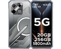 DOOGEE Blade GT Play Telephone Portable Incassable 5G Smartphone Effet de Lumière LED 6,72"+ 120Hz Dimensity D7050 20Go+256Go,Zilver