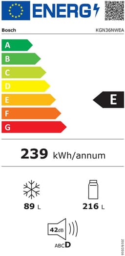 Bosch KGN36NWEA - Serie 2 - Koel-vriescombinatie - Total No Frost: Nooit meer ontdooien - Perfect Fit zet je koelkast strak tegen de wand of in een nis - Led verlichting Wit — thumbnail 10