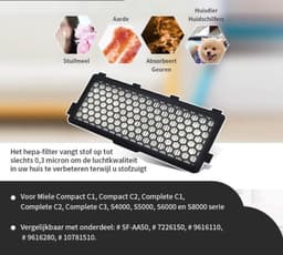 Replacements® HEPA-filters geschikt voor Miele Active AirClean 50 – Voor Complete C3, C2, S8, S6, S5, S4 - Vervangt SF-HA 50 - 4 stuks — thumbnail 3