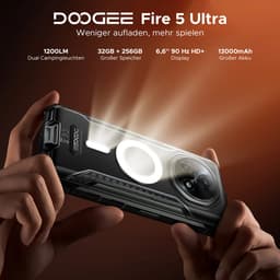 DOOGEE Fire 5 Ultra-AI Robuuste Smartphone-32GB RAM - 256GB ROM-6,6 inch 90 Hz-Robuuste Telefoon - IP68 Waterdicht -1200-lumen kampeerlamp-13000 mAh- Gemini AI-gezichtsherkenning- Android 15 - NFC - GPS-Zilver — thumbnail 7