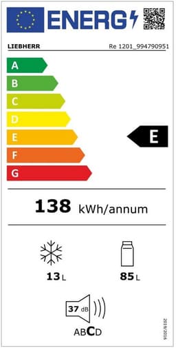 Liebherr Re 1201 Pure - Combi-koelkast - Vrijstaand - 98 L - C - Wit — thumbnail 2