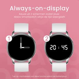 Maoo Ventura AMOLED Smartwatch Dames - RVS en 4x Siliconen Bandje - Stappenteller - Hartslagmeter - Slaapmonitor - Multisport - Geschikt voor Android en iOS - Zilver en Wit — thumbnail 10