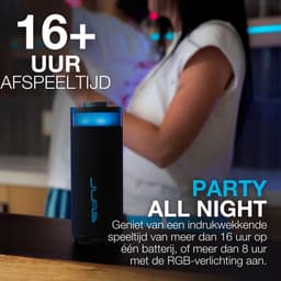 JLab Go Bluetooth Speaker Draadloos - Draagbare Muziekbox - 16 uur Batterijduur - 10 Watt - Bass Boost - IPX6 Waterproof - Multipairing - Instelbare Party Lights - App Equalizer - Zwart — thumbnail 6