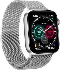 Maoo ProWatch AMOLED Smartwatch Dames en Heren - Milanese Bandje en 3 Siliconen Bandjes - Stappenteller - Hartslagmeter- Bloeddrukmeter - Slaapmonitor - Multisport - Geschikt voor Android en iOS - Zilver — thumbnail 3