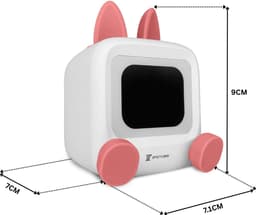 Wedjis Retro Mili-TV – Digitale Klok & Bluetooth Speaker – Smart display – Kunststof – Dimbaar scherm – Cadeau voor vrouwen – Wit/Roze — thumbnail 2