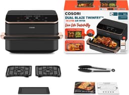 Cosori Dual Blaze Twinfry – Dubbele Airfryer XXL – 10L – Dual Zone of MegaZone – 6 Programma’s — thumbnail 11