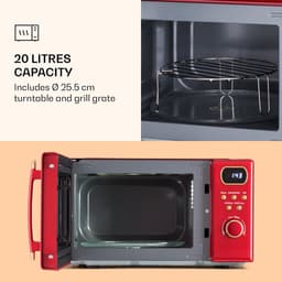 Klarstein magnetron met Grill, 800 Watt magnetron klein, 3 in 1Edelstahl magnetron rood, Kleine 20 Liter magnetron met ontdooi en Pizzafunktion, Drehteller, Platzsparend, Einfach zu Bedienen - voor Keuken - Bruin - Microwave — thumbnail 2