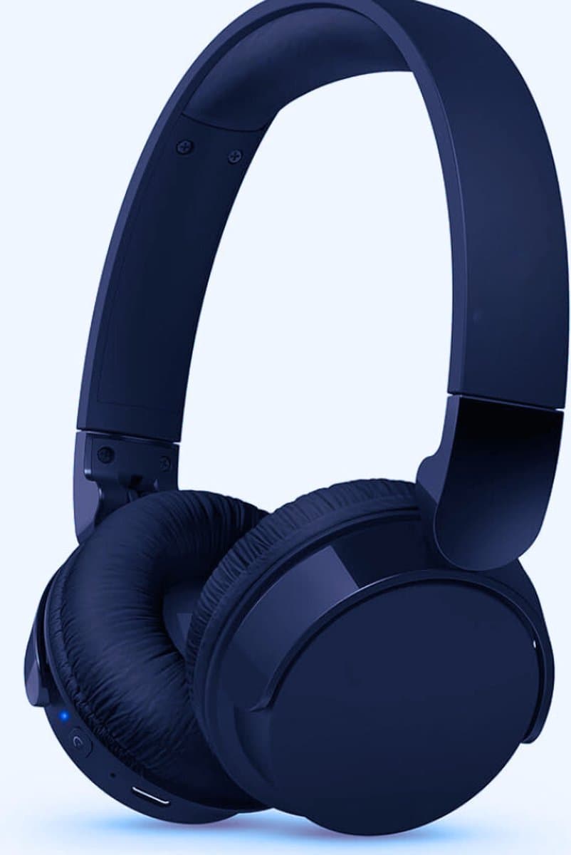 Leichte On-Ear Draadloze Bluetooth Hoofdtelefoon Met Passieve Geluidsisolatie - 55 Uur Afspeeltijd -Natuurlijke Geluid - Heldere Gesprekken - Dynamische Bass - 2 Uur USB Opladen - Blauw — afbeelding 1