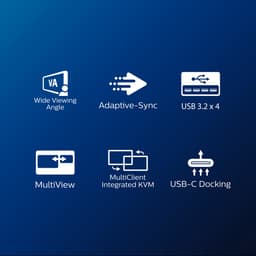 Philips 346B1C - QHD Ultrawide Monitor - USB-C 90W - KVM-Switch - RJ45 - Powersensor - Lichtsensor - 34 Inch - 100hz — thumbnail 6