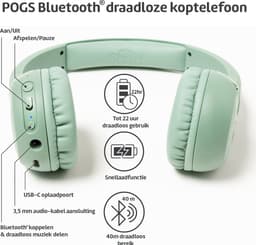 POGS - The Gecko 2 - Draadloze on-ear kinder koptelefoon - Bluetooth - Veilige volumebegrenzing - Duurzaam - Gratis app voor extra functies - rGroen — thumbnail 6