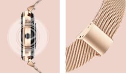 WizBay Premium Select® 1.19inch Smartwatch Dames Heren 1.19inch AMOLED - Android iOS - 14 Zirkonia in Band - Bellen - Magnetic Laden - O2 en Bloeddrukmeter - Sport Modi - Message - Slaap meter - Smartwatches - Zilveren Band - 1 Extra Roze TPU Band — thumbnail 22