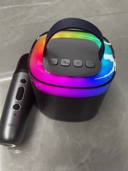 Viatel Creatieve Rgb Kleurrijke Verlichting Mini Karaoke Draagbare Draadloze Bluetooth Speaker Met Microfoon Outdoor Stereo Subwoofer — thumbnail 12