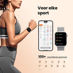 Maoo ProWatch AMOLED Smartwatch Dames en Heren - Milanese Bandje en 3 Siliconen Bandjes - Stappenteller - Hartslagmeter- Bloeddrukmeter - Slaapmonitor - Multisport - Geschikt voor Android en iOS - Zilver — thumbnail 10