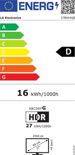 LG 27BA54QB-B computer monitor 68,6 cm (27") 2560 x 1440 Pixels Quad HD LCD Zwart — thumbnail 5