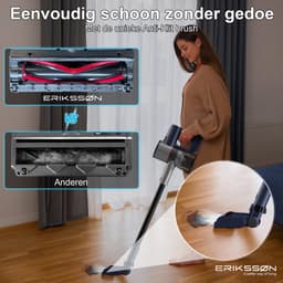 Erikssøn Steelstofzuiger Air Pro Max 9700 - 2 Accu's - Stofzuiger Draadloos - Zonder Zak Op Accu - Grijs/Blauw — thumbnail 2