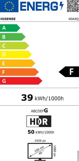 Hisense 40A4Q 101,6 cm (40") Full HD-smart-tv - Wi-Fi - Zwart - 200 cd/m² — thumbnail 2