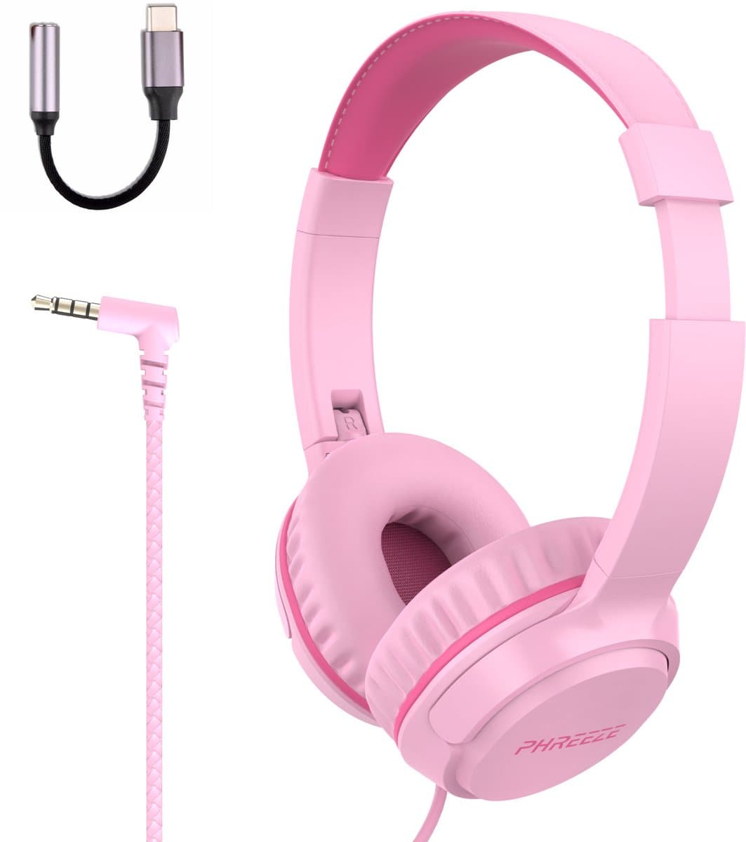 USB C Koptelefoon Kinderen - Geschikt voor iPad - Koptelefoon Kind met Draad - Geluidsdempend - Roze — afbeelding 1