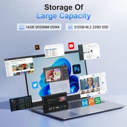 Acemagic AX18 18.5 inch Laptop Computer - Ryzen 4300U Processor(tot 3,7 GHz) - 7000 mAh Battery - 16GB DDR4 RAM 512GB SSD - WiFi 5 - Type C - Grijs — thumbnail 9