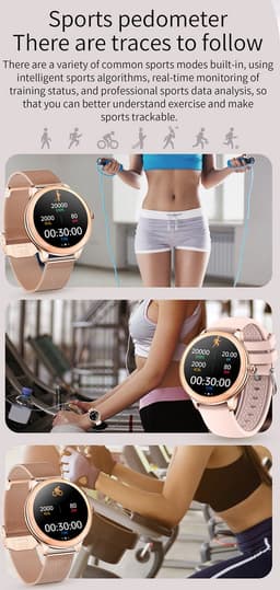 Darenci Smartwatch Flair Pro  - Smartwatch dames -Smartwatch heren -Activity Tracker- Touchscreen -Bluetooth bellen -Met extra bandje -Horloge -Stappenteller -Bloeddrukmeter -Verbrande calorieën -Zuurstofmeter -Spatwaterdicht -Roségoud/Roze — thumbnail 6
