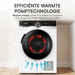 Heinner HHPD-M9K3A+++ Warmtepompdroger 9 Kg – 14 Droogprogramma’s – LED-Display – Touchbediening – Anti-Kreuk – Kinderslot – Wit – 5 Jaar Garantie — thumbnail 8