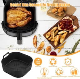 Bakplaat - siliconen airfryer-inzetstukken - geschikt voor Philips Airfryer 2000 Series NA229/00 - 20*7.5cm - BPA-vrije airfryer-accessoires - vaatwasmachinebestendige inzetstukken - zwart — thumbnail 2