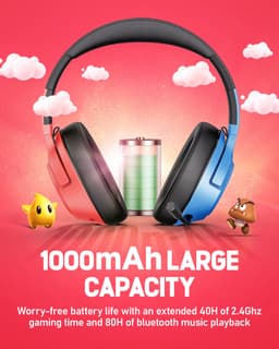Picun × CINPUSEN CG-01 - 2.4GHz Draadloze Gaming Headset - Nintendo Switch koptelefoons - Over ear koptelefoon met microfoon - Blauw rood — thumbnail 7