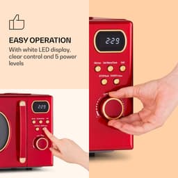 Klarstein magnetron met Grill, 800 Watt magnetron klein, 3 in 1Edelstahl magnetron rood, Kleine 20 Liter magnetron met ontdooi en Pizzafunktion, Drehteller, Platzsparend, Einfach zu Bedienen - voor Keuken - Bruin - Microwave — thumbnail 3