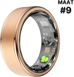 Kuno Smart Ring - Slimme ring - Smart Wearable - Health Ring - Slaap Tracker - Hartslagmeter - Stappenteller - Fitness en Activiteiten Tracker - Calorieen Bijhouden - Geen Abbonement - Waterdicht - voor Mannen en Vrouwen - Goud - Maat #9 — thumbnail 2