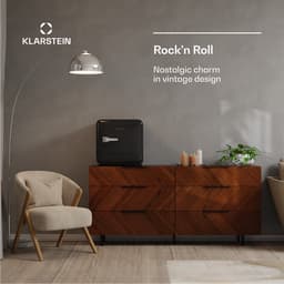 Klarstein Audrey Evo 43L minikoelkast - retro design, stil (40 dB), compressor, verstelbare pootjes, omkeerbare deur, kleine koelkast voor slaapkamers en kantoren, zwart — thumbnail 3