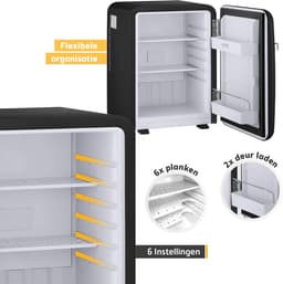 TZS First Austria Mini koelkast - Minibar - 40 liter - Vrijstaand - Volledig stil 22dB - Retro - Zwart — thumbnail 10