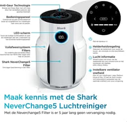 Shark NeverChange5 Luchtreiniger - Ruimtes tot 60 m² - 5-jarig HEPA NanoSeal Filter - met Geurfilter - HP150EU — thumbnail 8